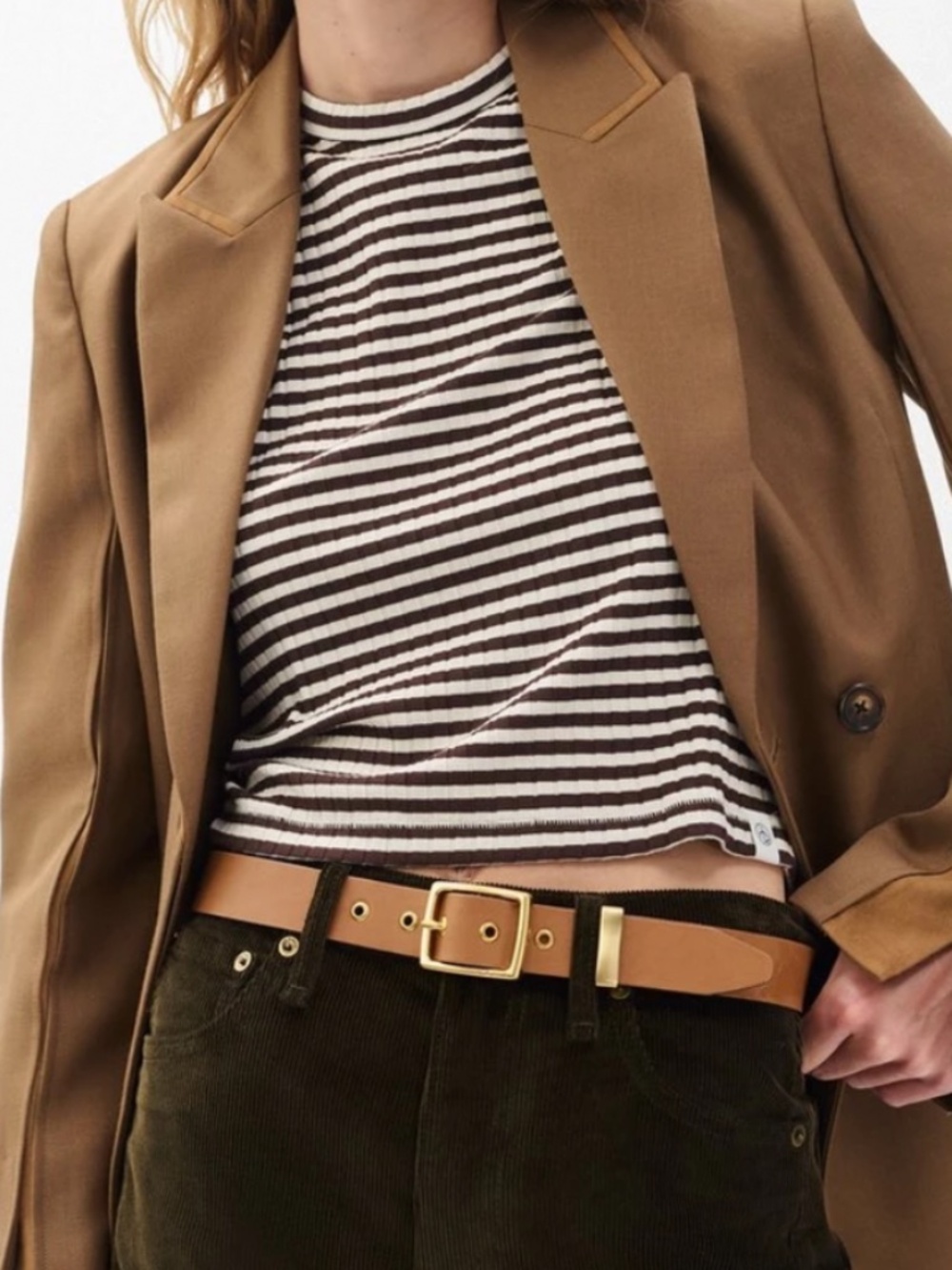 NWT RAG & BONE Suede Boyfriend Belt Camel Tan Suede Belt with Gold Buckle L